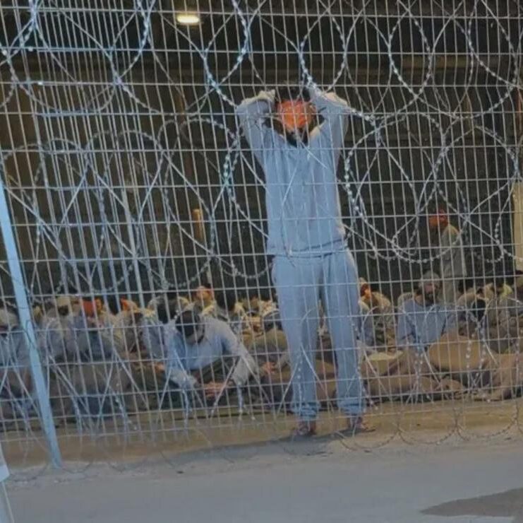 A photo of the Sde Teiman detention camp, where Israel torture Palestinian medics.