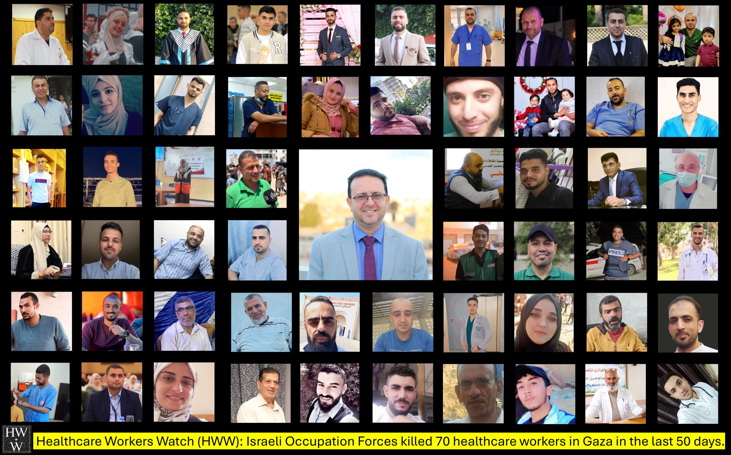 Israeli Occupation Forces killed 70 healthcare workers in Gaza in the last 50 days.